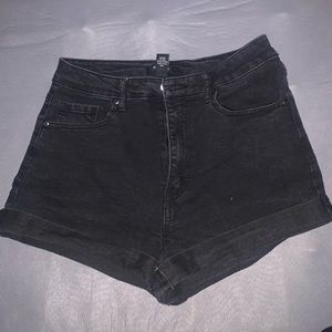 Black denim shorts